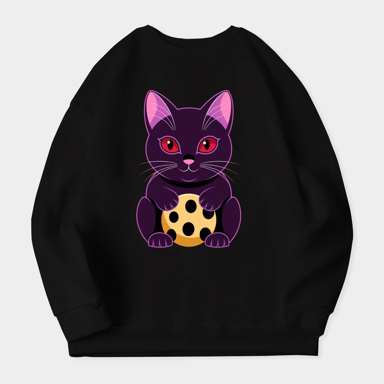 Small lucky cat charm design Women's Crewneck Sweatshirt