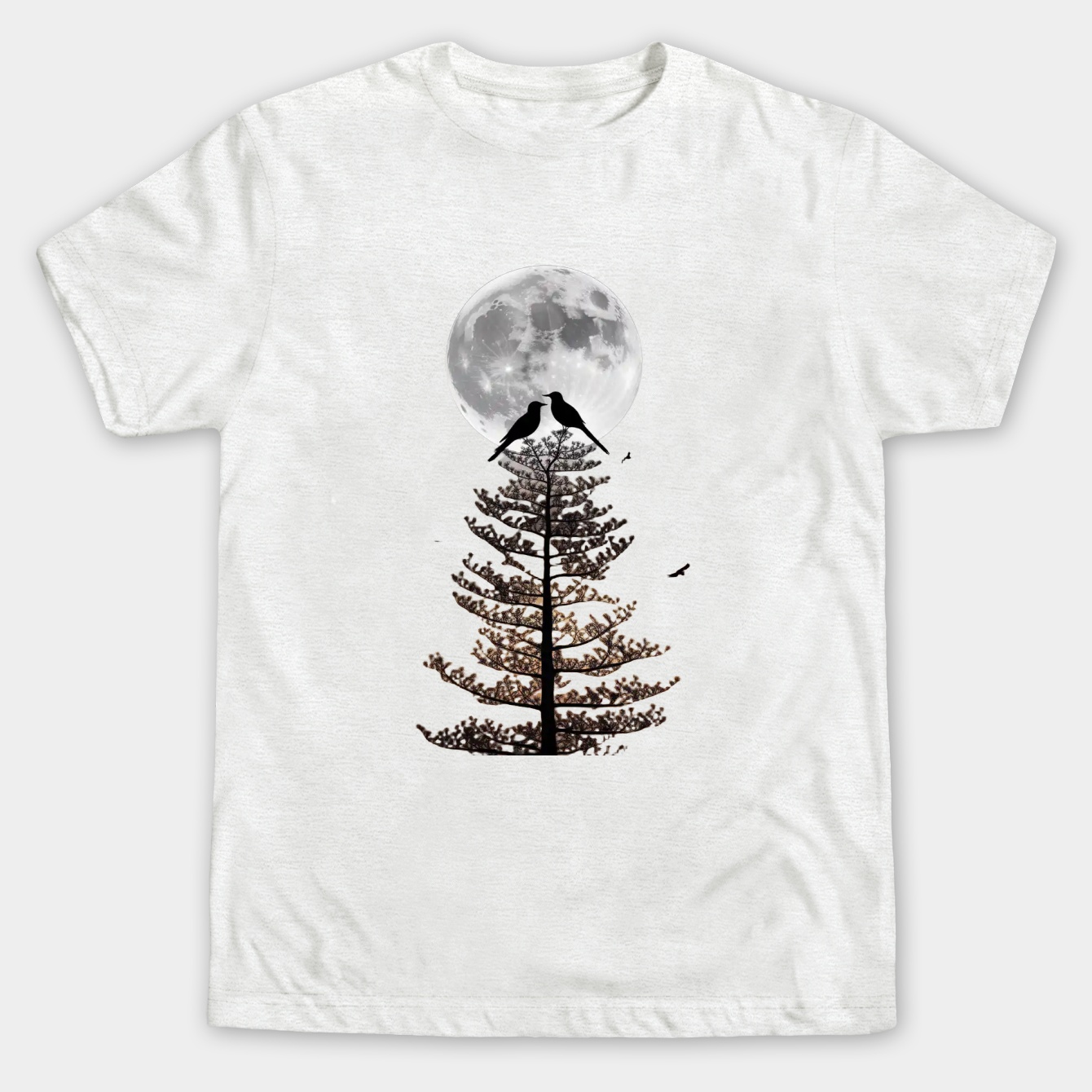 Birds at Night Under the Moon Men's Big & Tall T-shirt