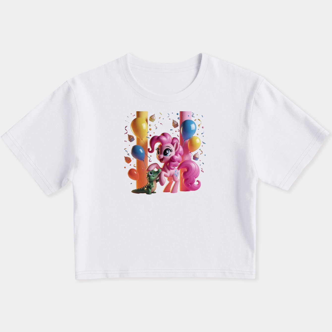 Pinkie Pie Party Cannon Party ft. Gummy Women's Slim Fit Baby Tee