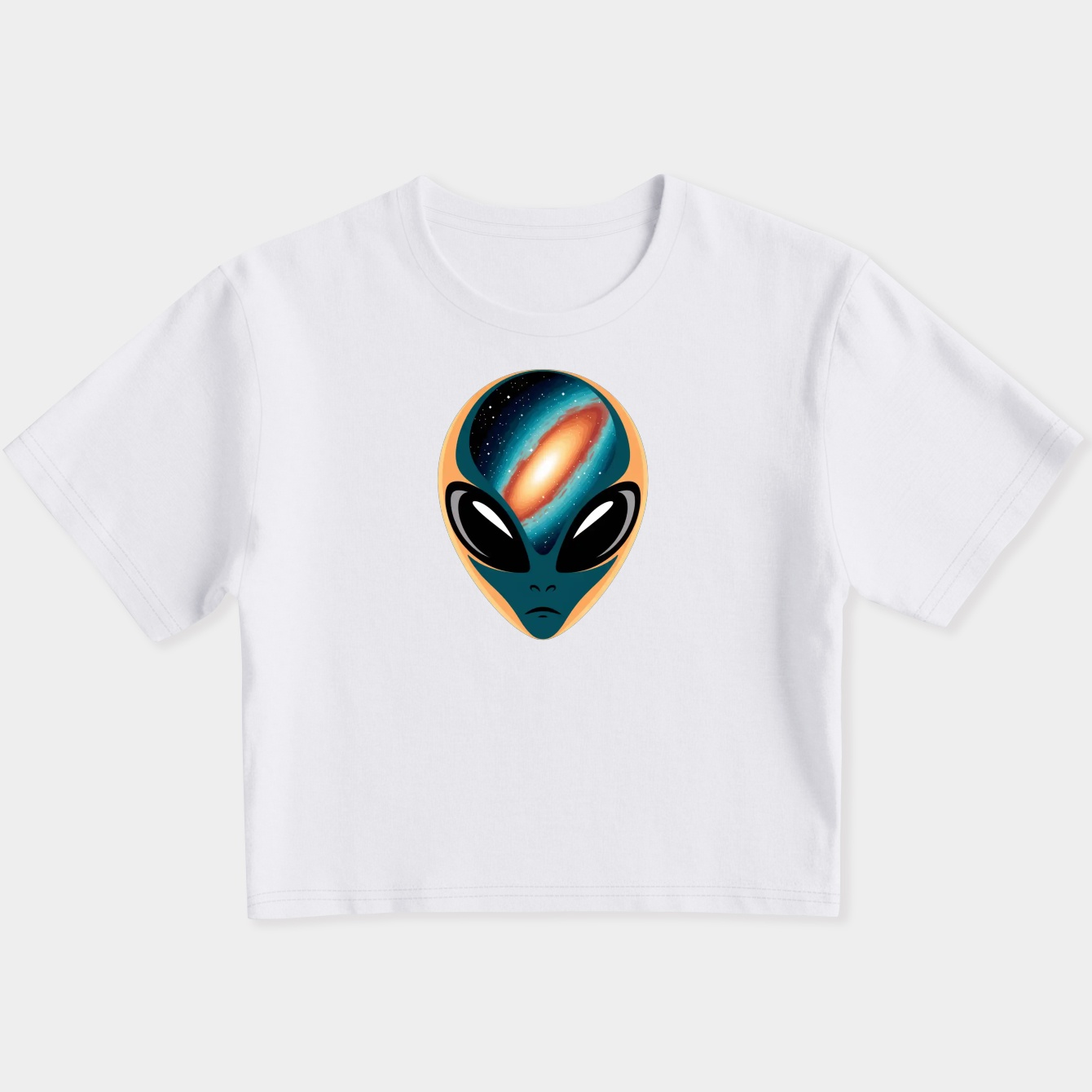 Alien Galaxy Style Cosmic Face Women's Slim Fit Baby Tee