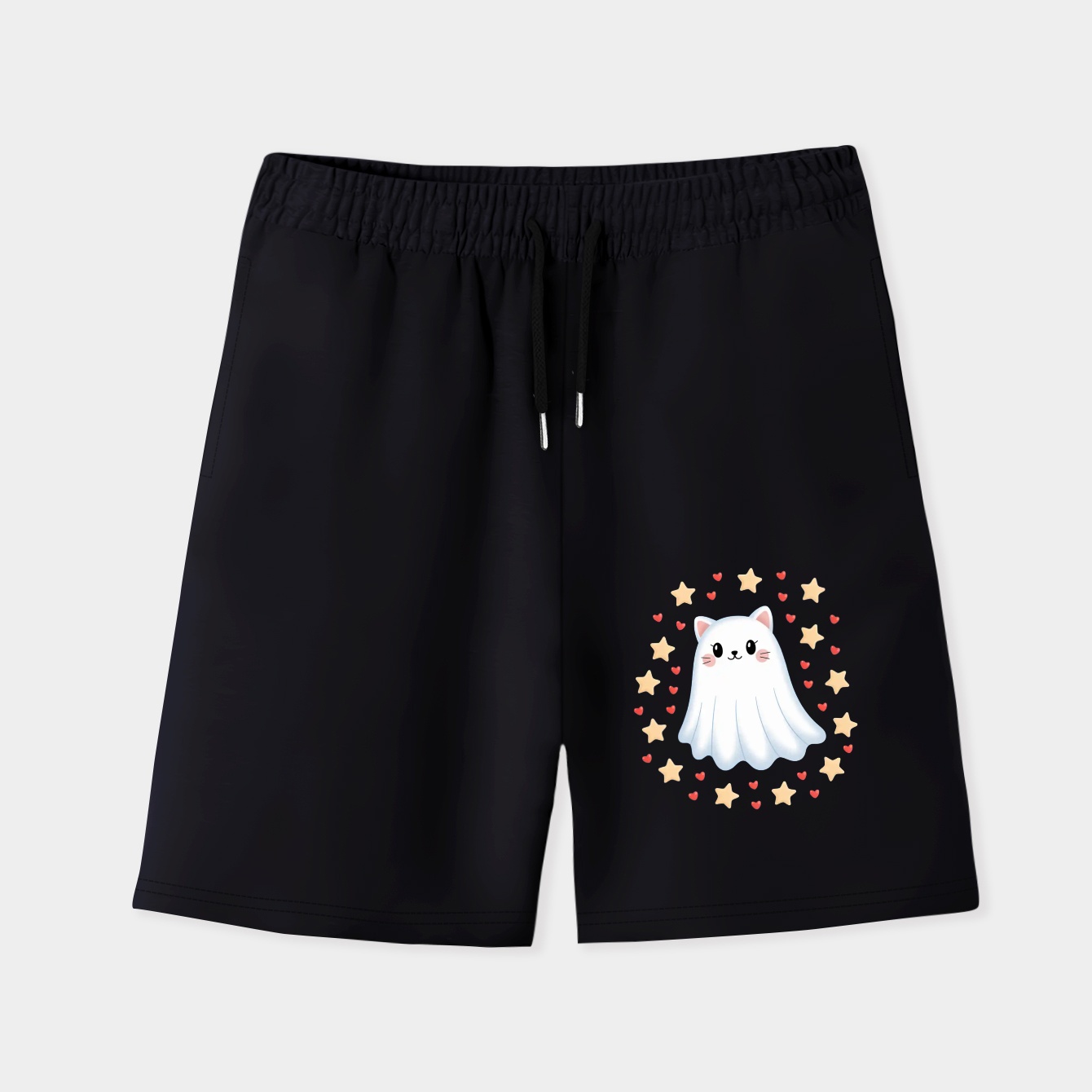 Ghost Cat Under Starry Night Men's Quick-Dry Athletic Shorts
