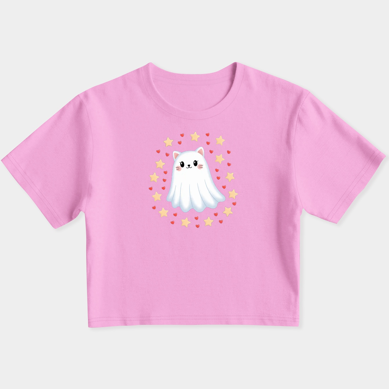 Ghost Cat Under Starry Night Women's Slim Fit Baby Tee