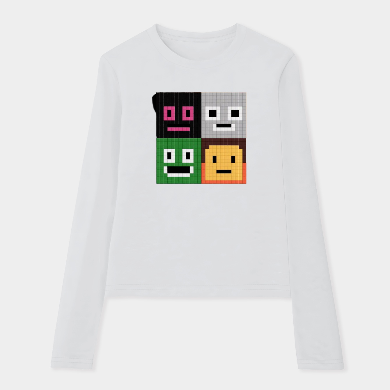 Minecraft Pixel Character Faces Women's Soft Long Sleeve T-Shirt