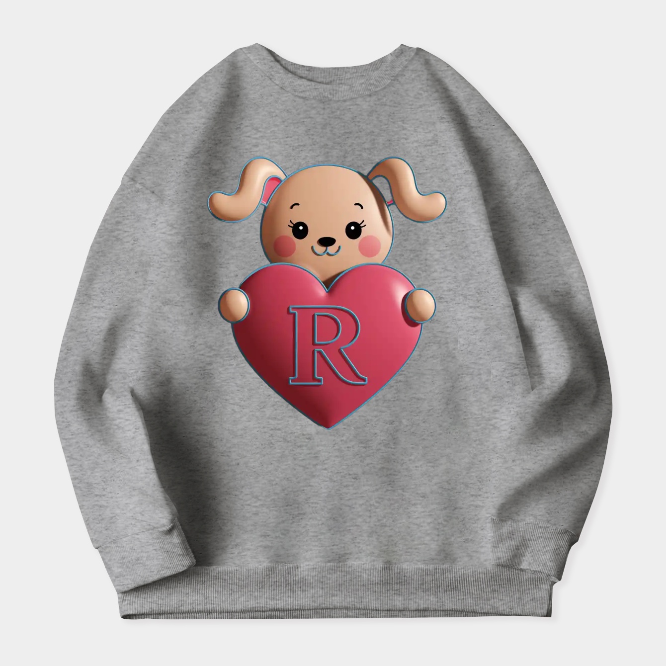 Cute Cinnamoroll Holding a Heart with Letter R Women's Plus Size Sweatshirt
