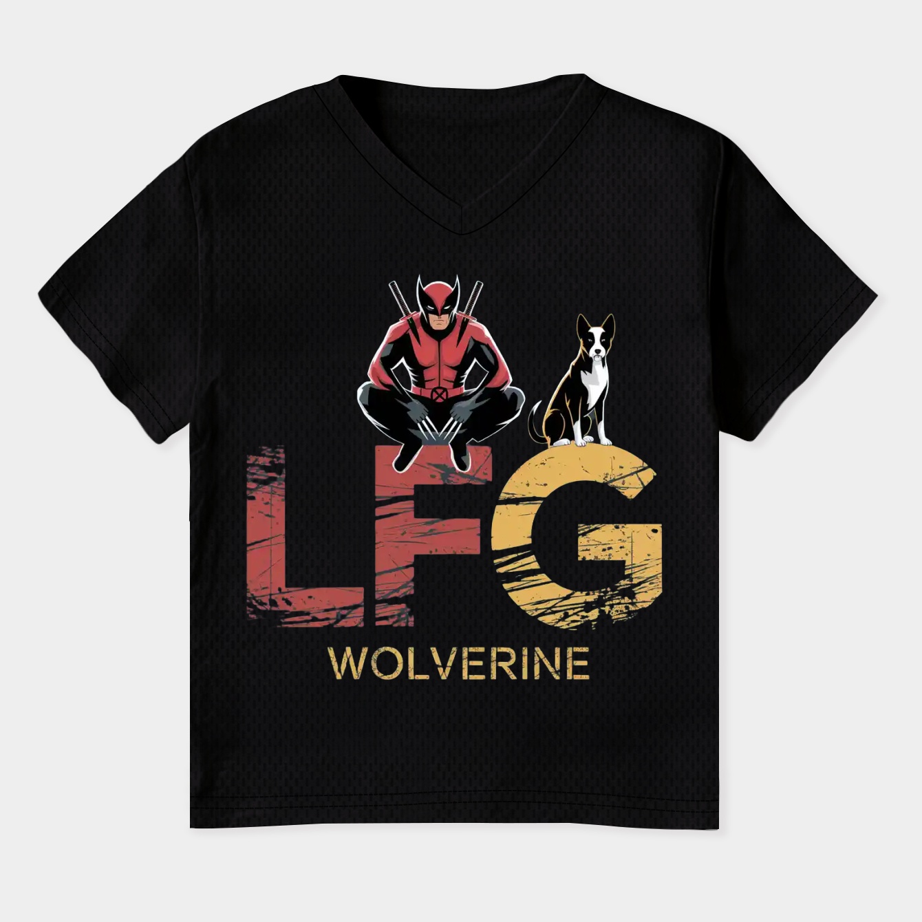 Deadpool & Wolverine LFG Sitting With Dogpool Women's Plus Size V-Neck T-Shirt