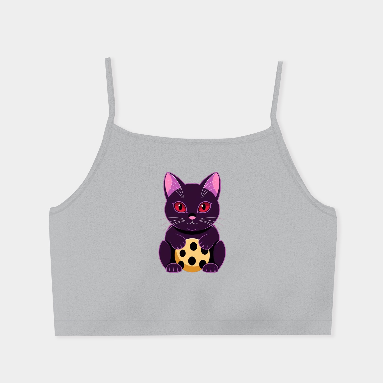 Small lucky cat charm design Women's  Spaghetti Strap Tank Top