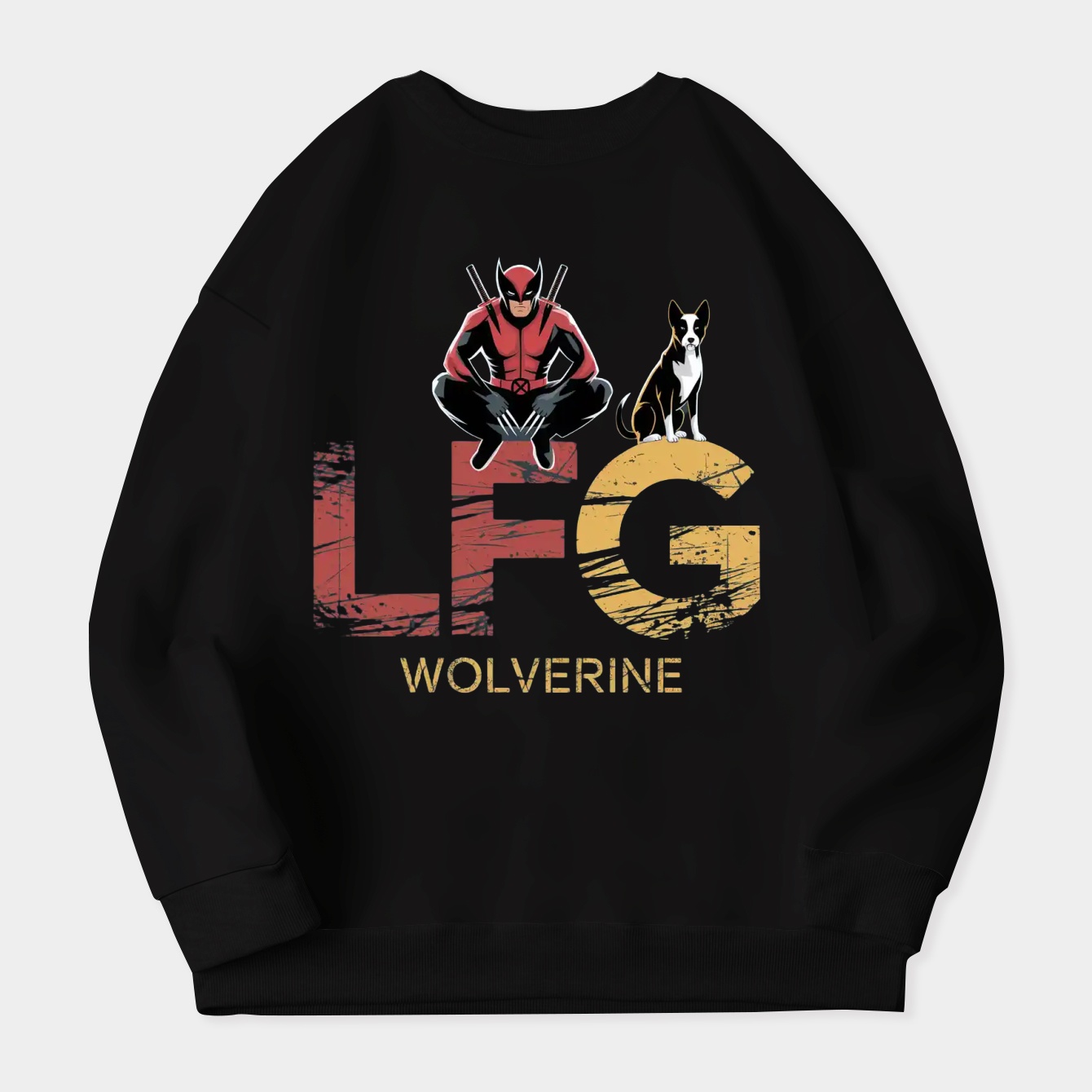 Deadpool & Wolverine LFG Sitting With Dogpool Women's Crewneck Sweatshirt