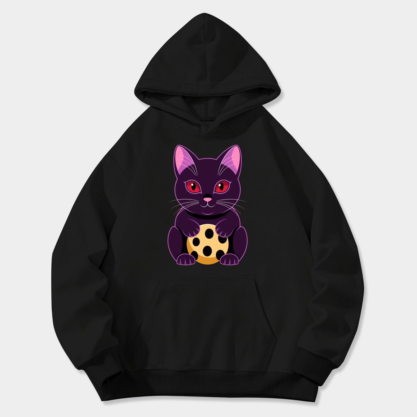Small lucky cat charm design Women's Plus Size Hoodie