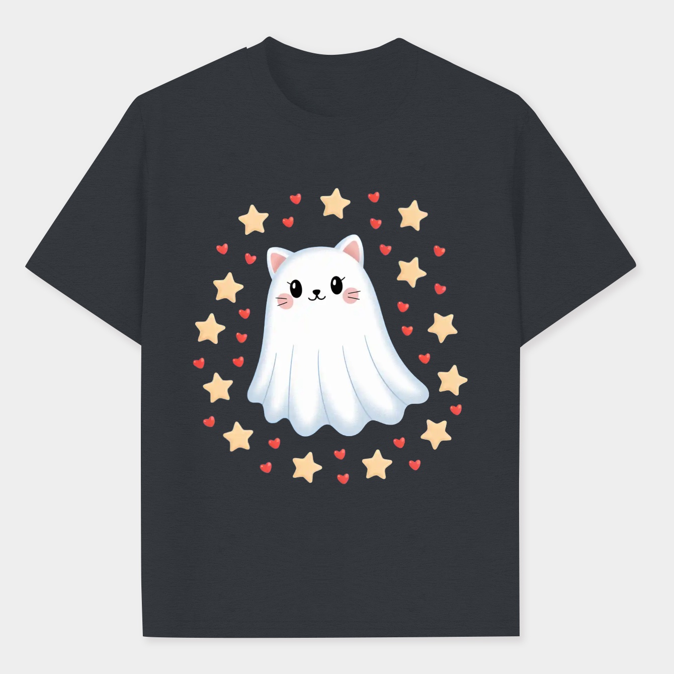 Ghost Cat Under Starry Night Men's Big & Tall T-shirt