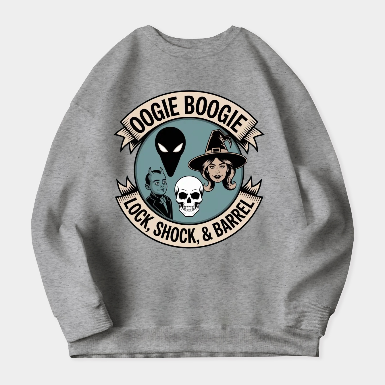 The Nightmare Before Christmas Oogie Boogie and Lock, Shock, & Barrel Tie-Dye Women's Crewneck Sweatshirt