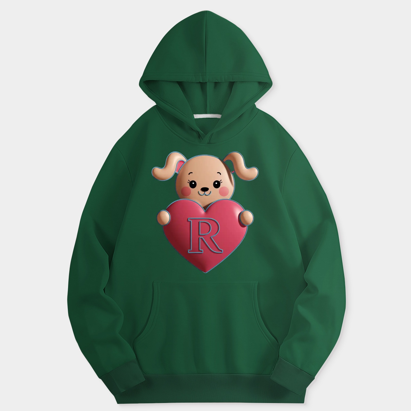 Cute Cinnamoroll Holding a Heart with Letter R Women's Hoodie