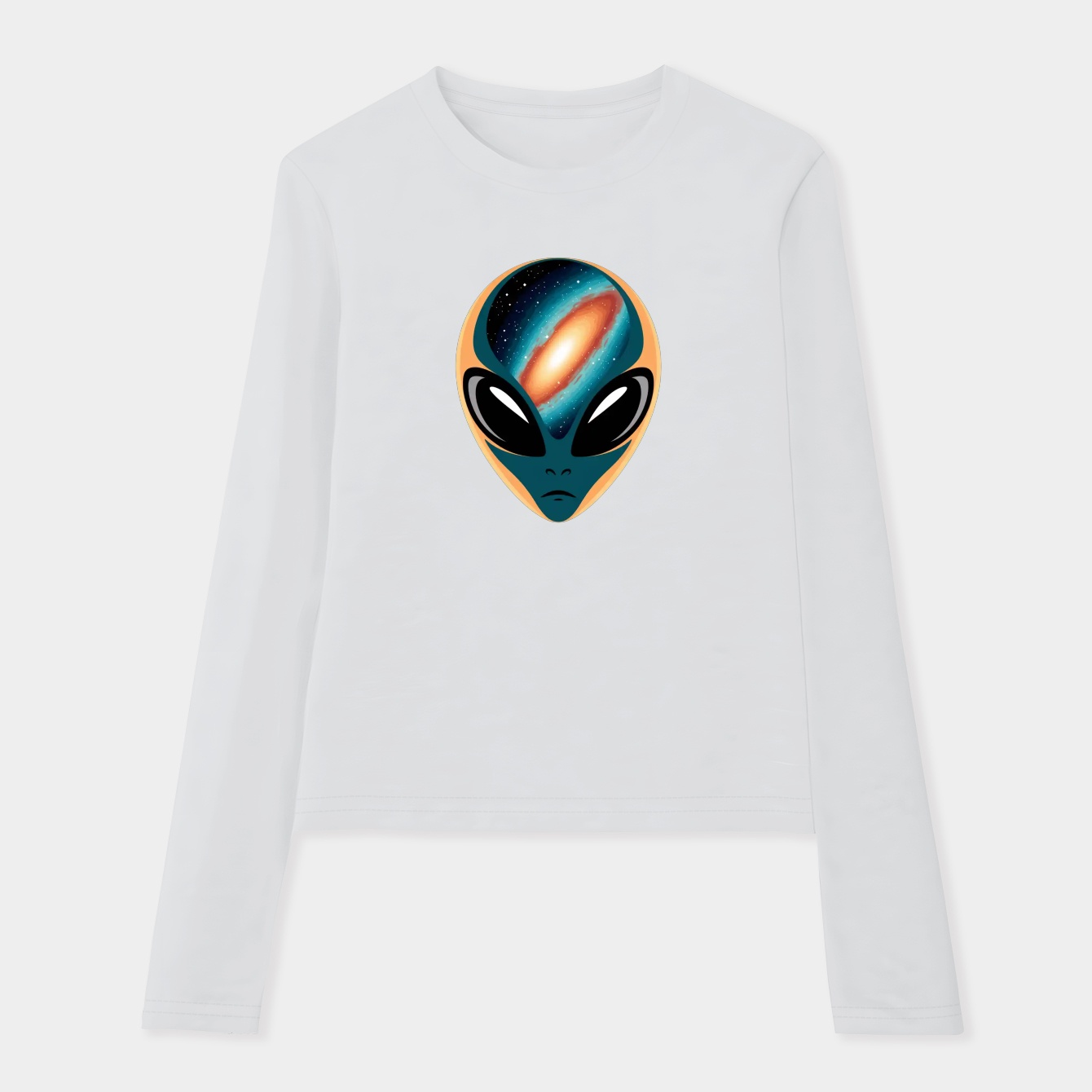 Alien Galaxy Style Cosmic Face Women's Soft Long Sleeve T-Shirt