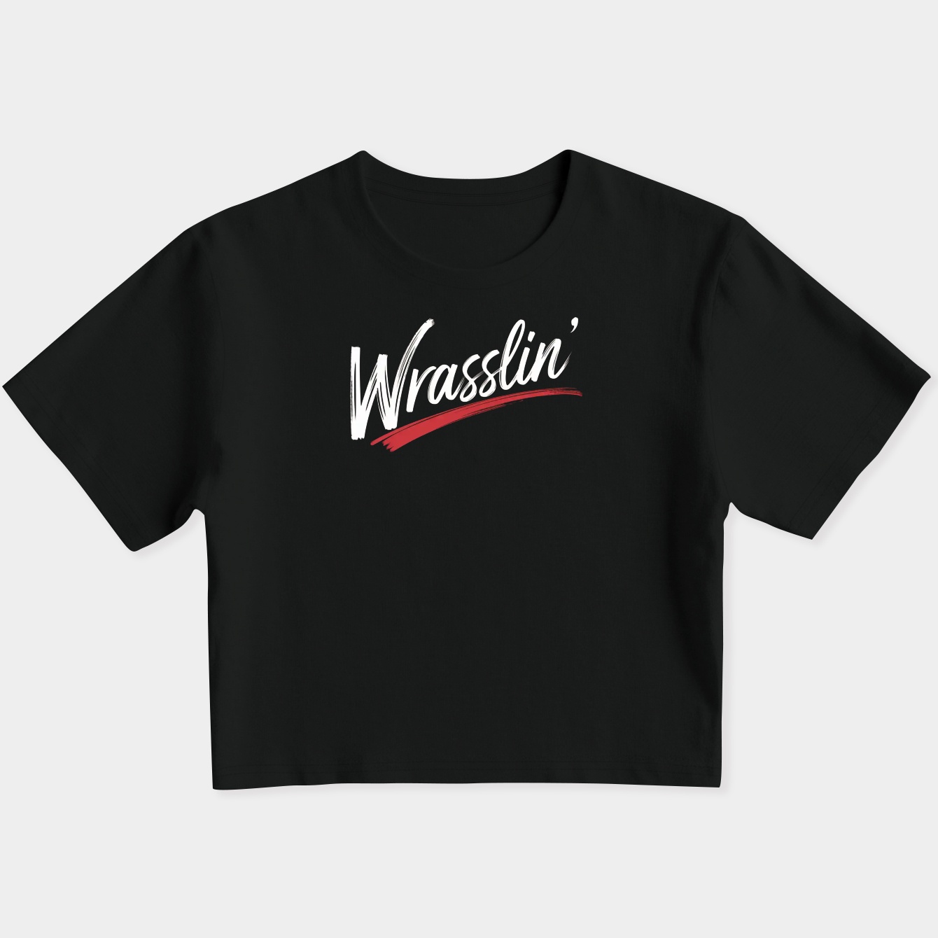 Wrasslin' White Script Design Women's Slim Fit Baby Tee