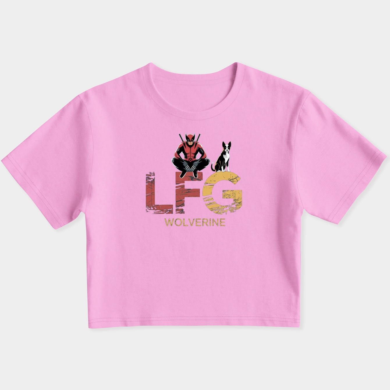 Deadpool & Wolverine LFG Sitting With Dogpool Women's Slim Fit Baby Tee