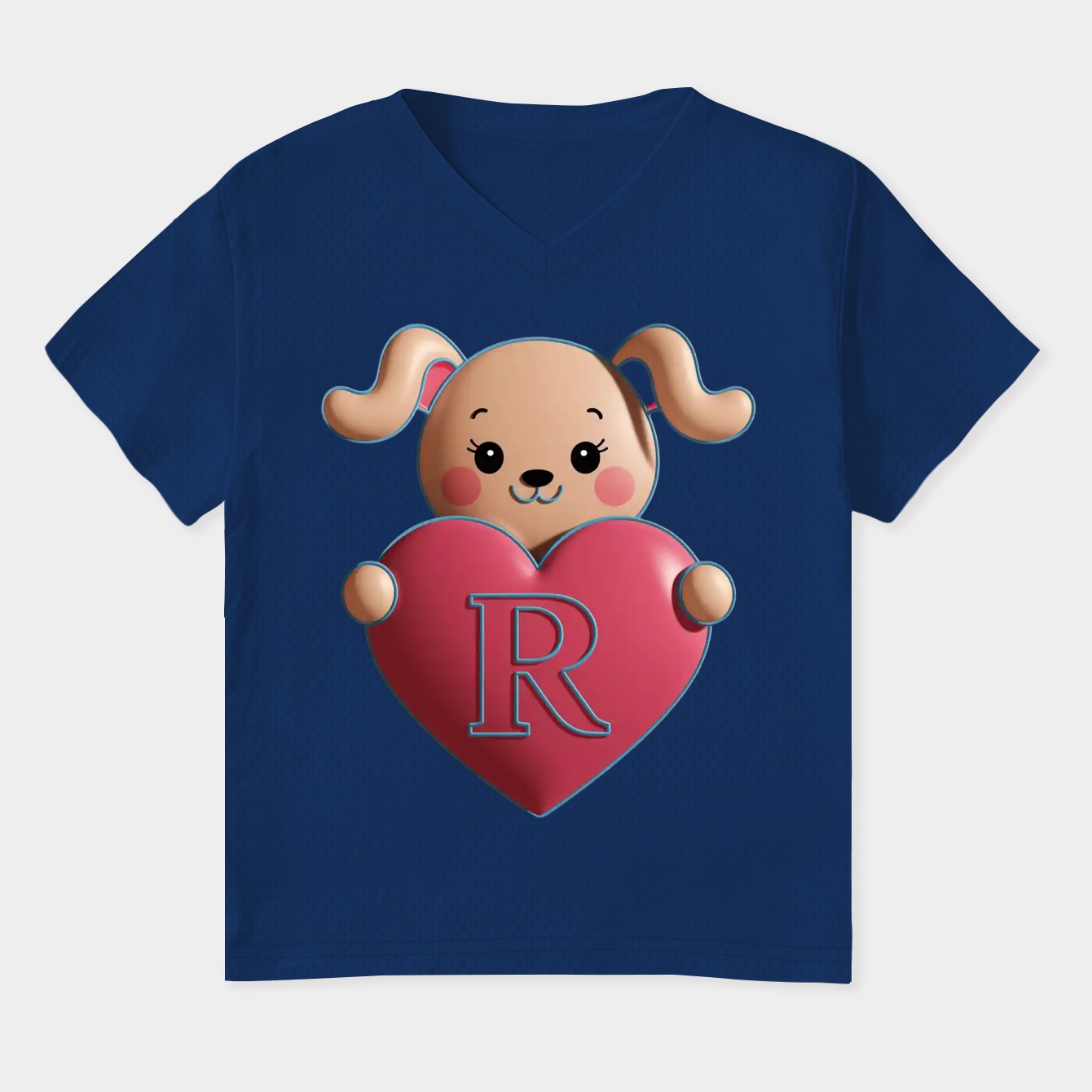 Cute Cinnamoroll Holding a Heart with Letter R Women's Plus Size V-Neck T-Shirt
