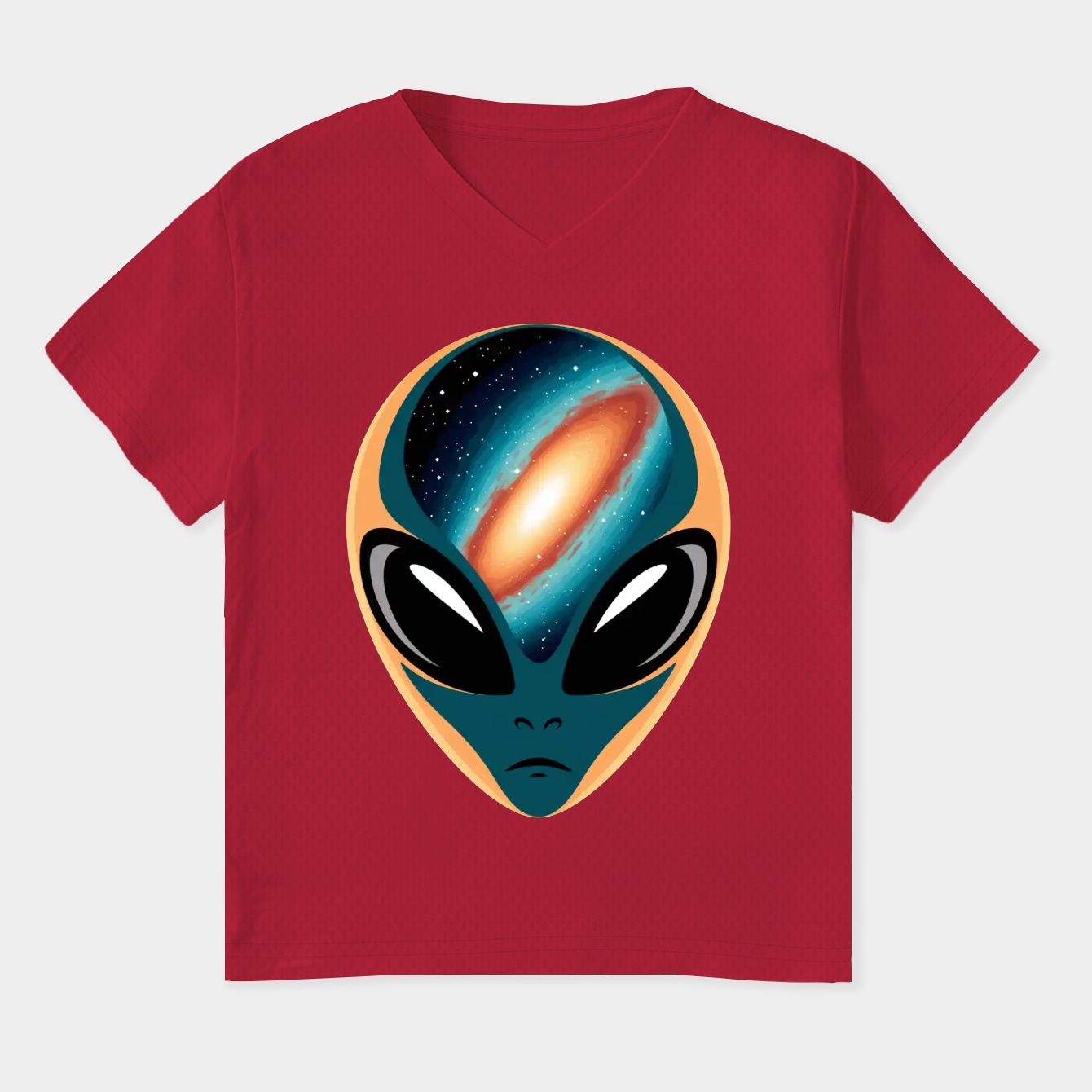Alien Galaxy Style Cosmic Face Women's Plus Size V-Neck T-Shirt