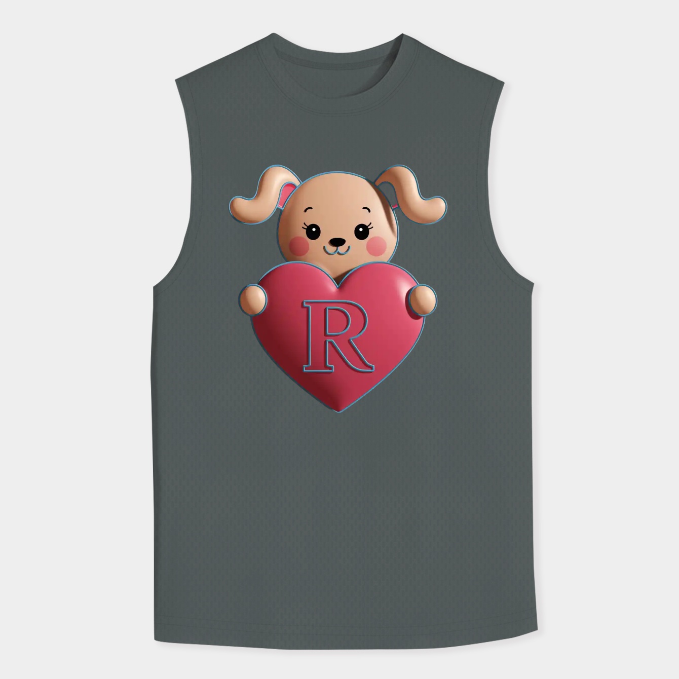 Cute Cinnamoroll Holding a Heart with Letter R Men's Tank Top