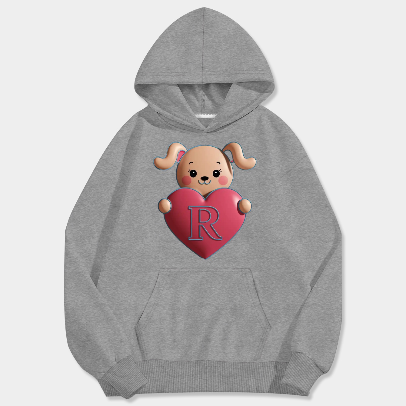 Cute Cinnamoroll Holding a Heart with Letter R Men's Big & Tall Hoodie