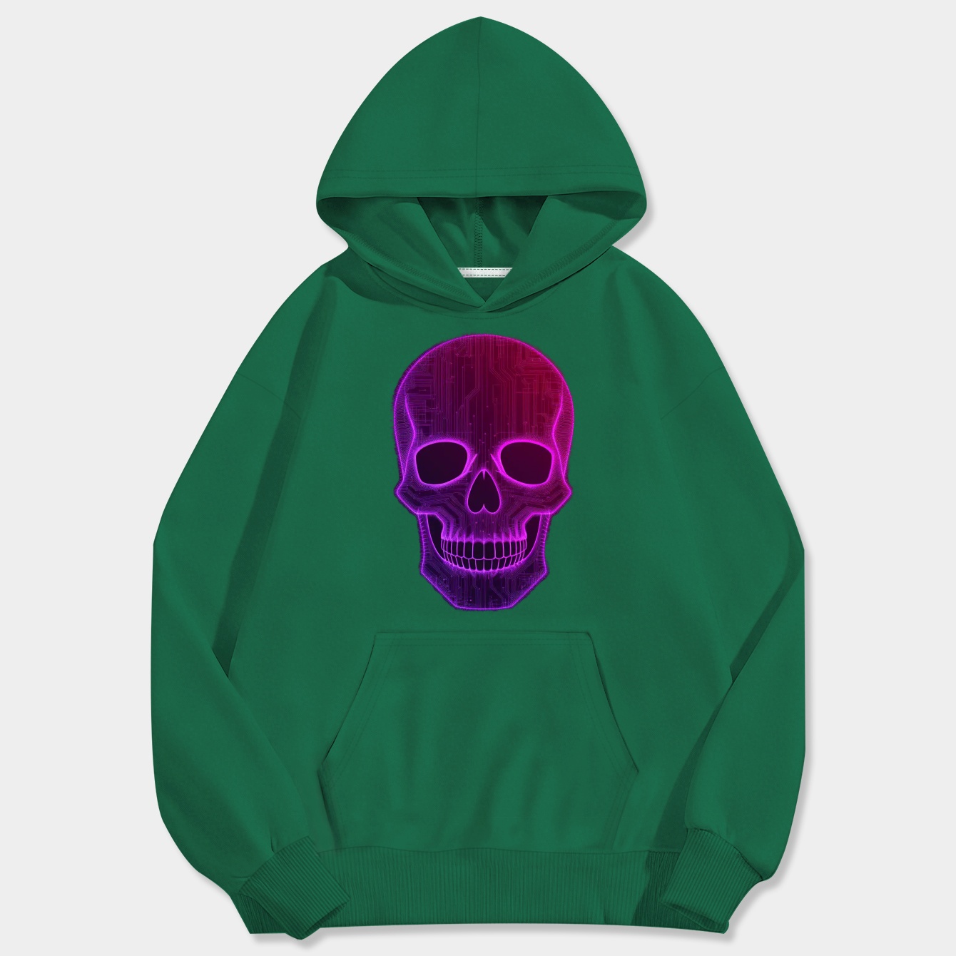Skull Gradient Fractal Pattern Men's Big & Tall Hoodie