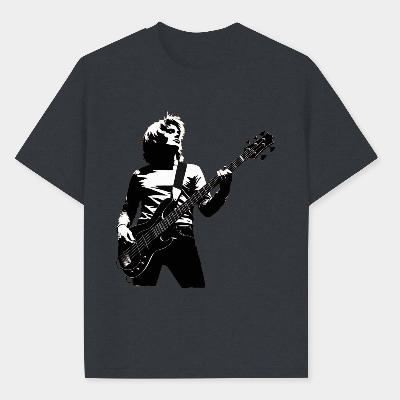 the bassist in monochrome style