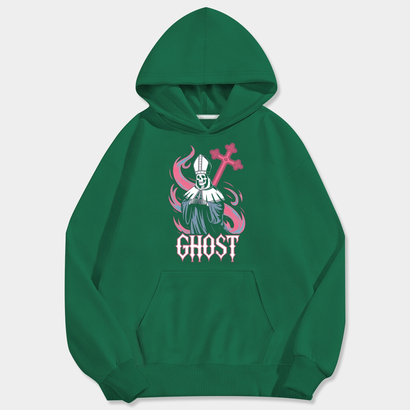 Ghost Retro Pink Design Men's Big & Tall Hoodie