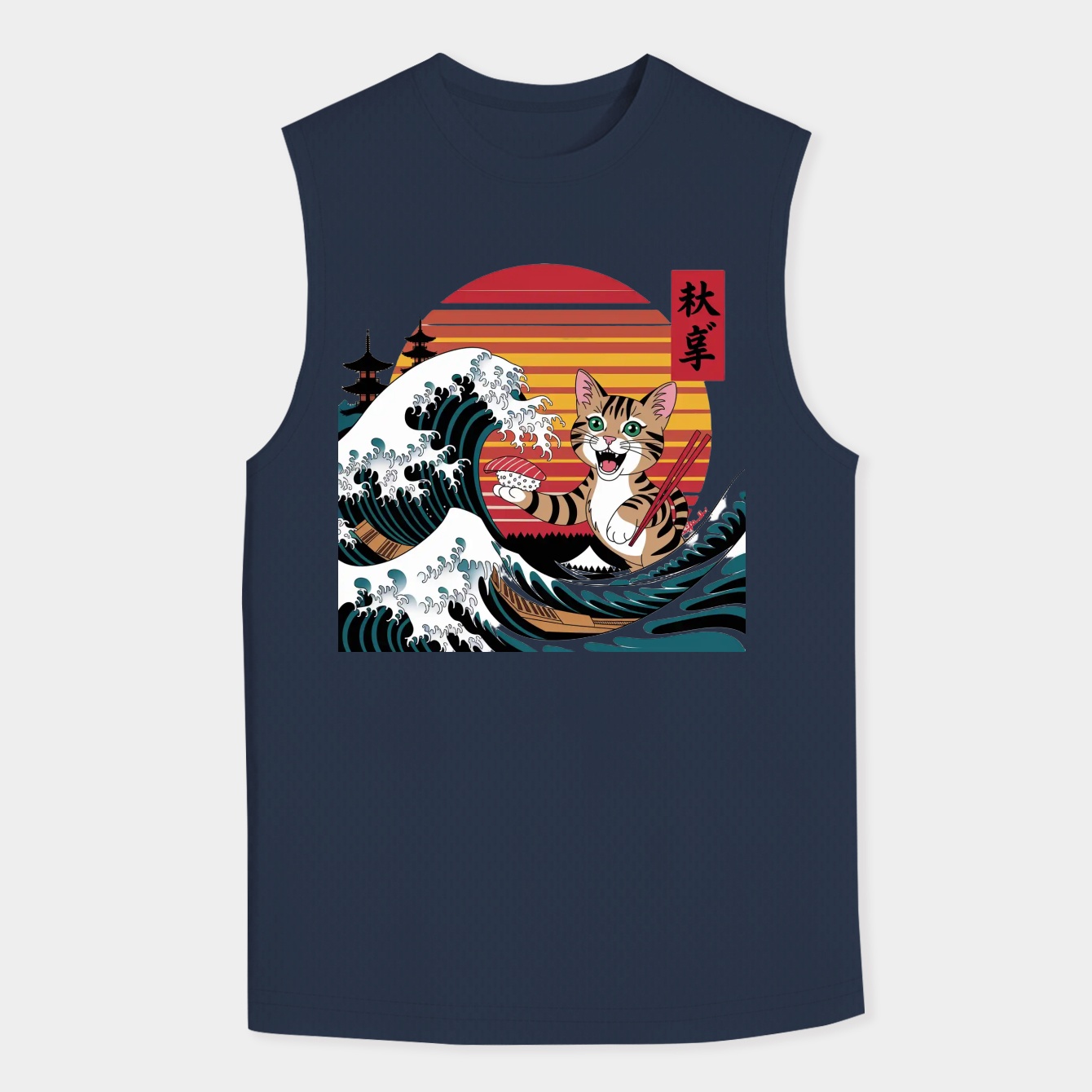 Neko Cat Sushi Wave Black