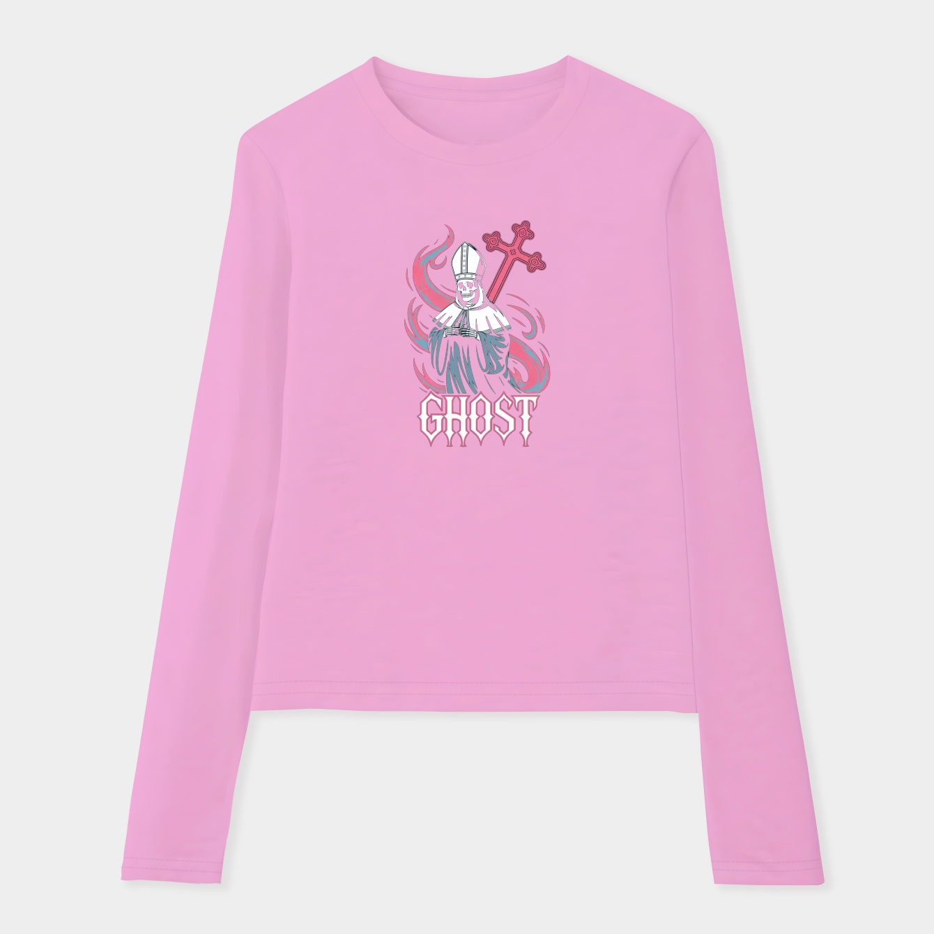 Ghost Retro Pink Design Women's Soft Long Sleeve T-Shirt