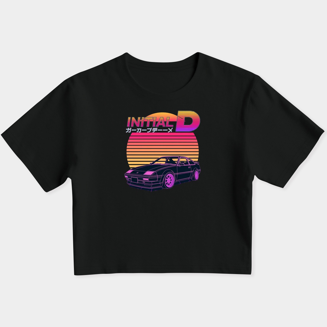 Initial D AE86 RETRO SYNTHWAVE Women's Slim Fit Baby Tee