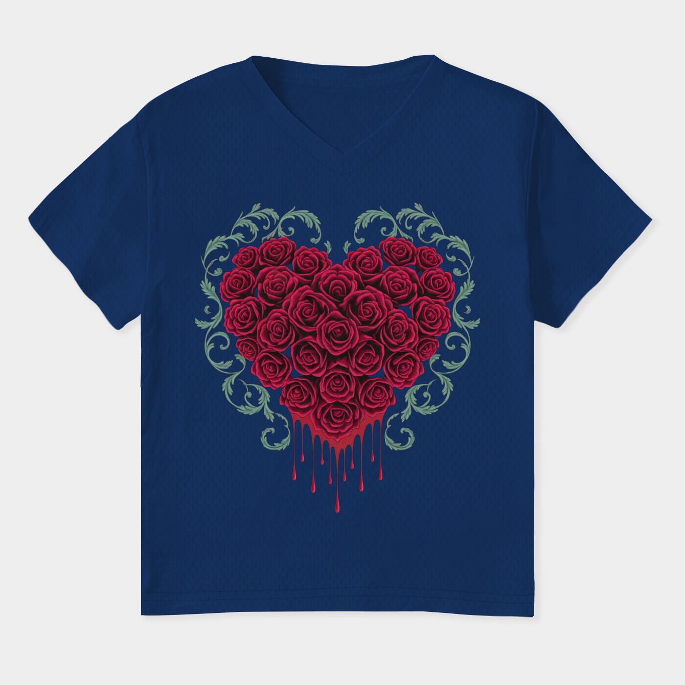 Bleeding Heart Lace Layered Women's Plus Size V-Neck T-Shirt