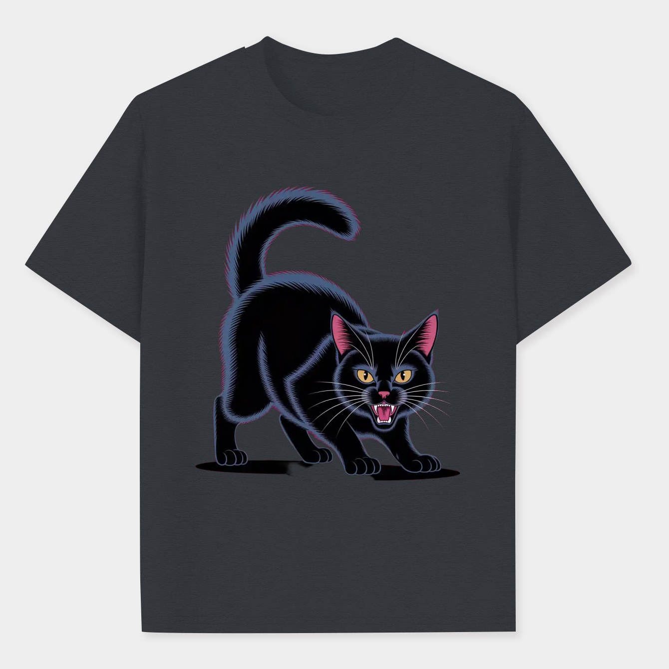 Angry Black Cat with Fierce Eyes Women's Plus Size T-shirt