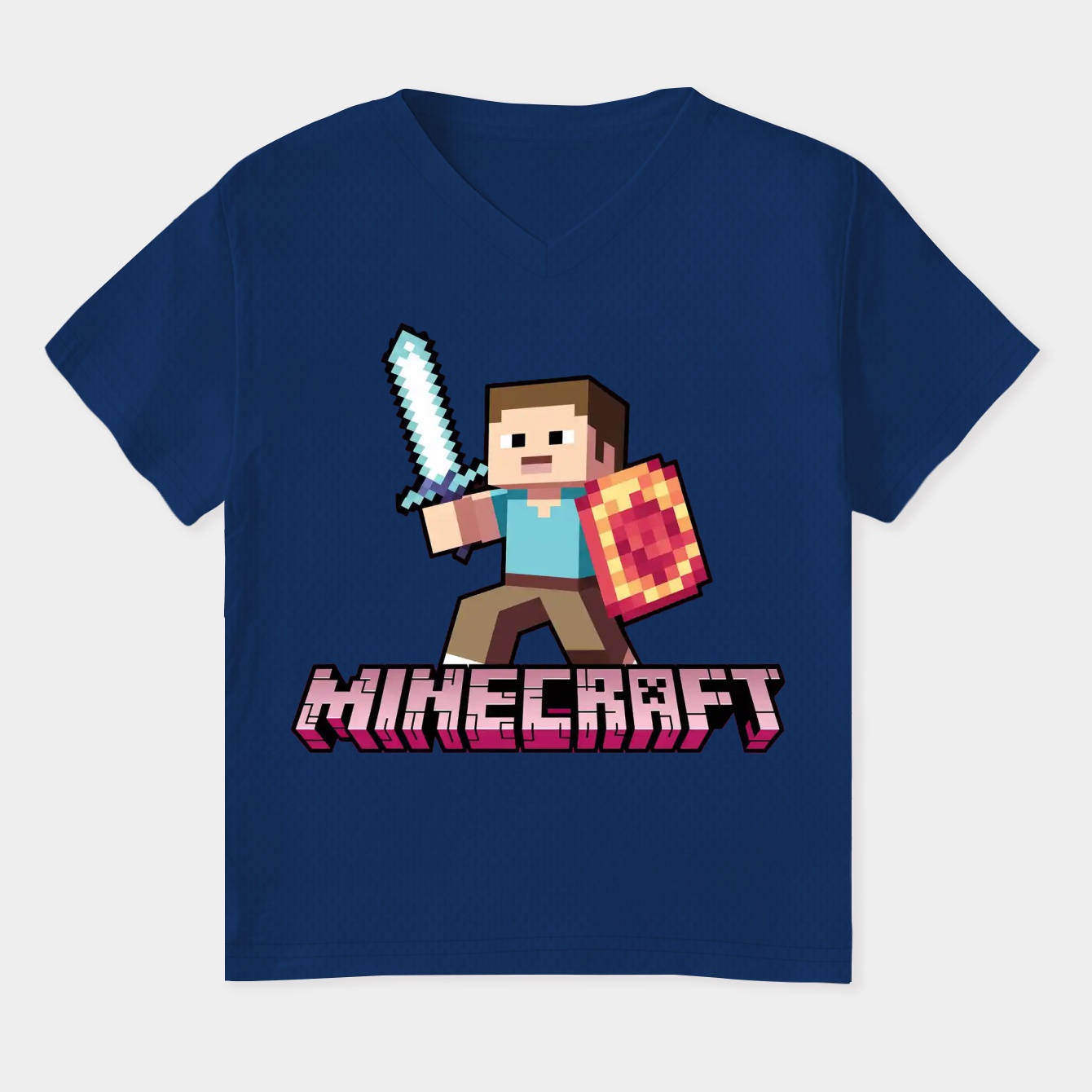 Minecraft Cute Pixel Warrior Women's Plus Size V-Neck T-Shirt