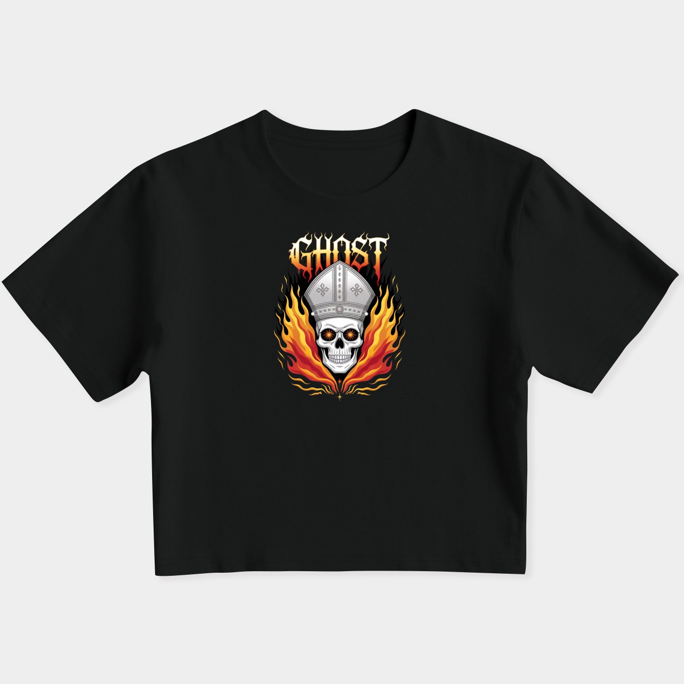 Ghost Papa Emeritus IV Flames Women's Slim Fit Baby Tee