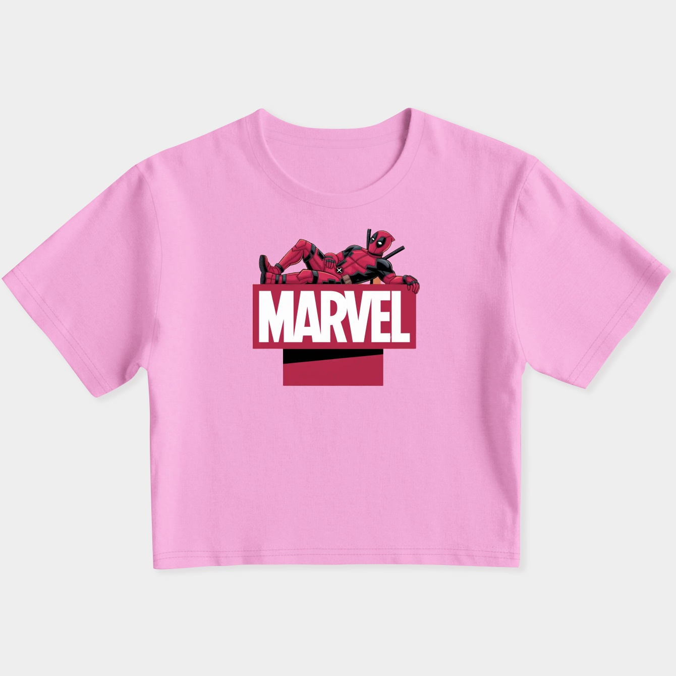Deadpool Marvel Logo Women's Slim Fit Baby Tee