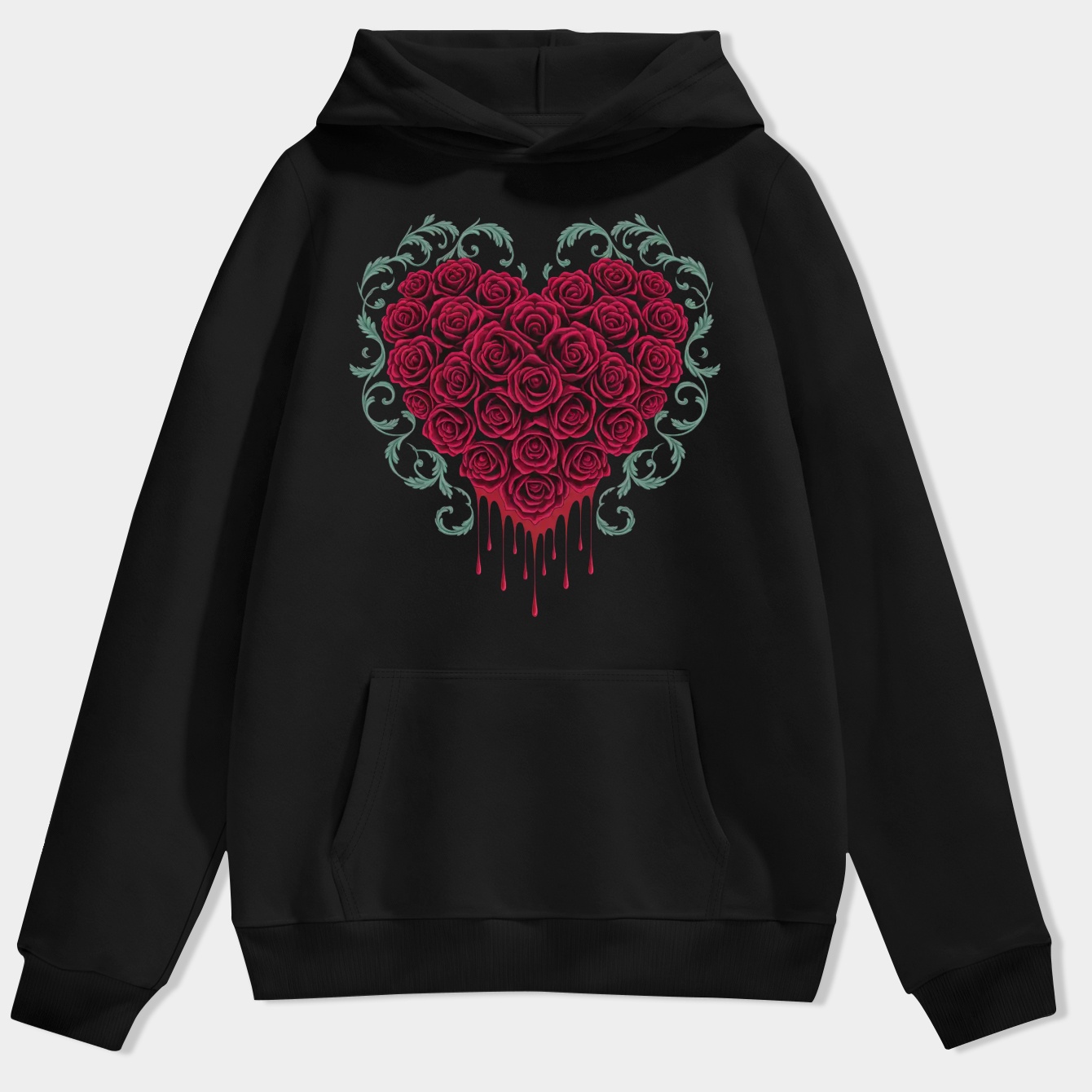 Bleeding Heart Lace Layered Men's Hoodie