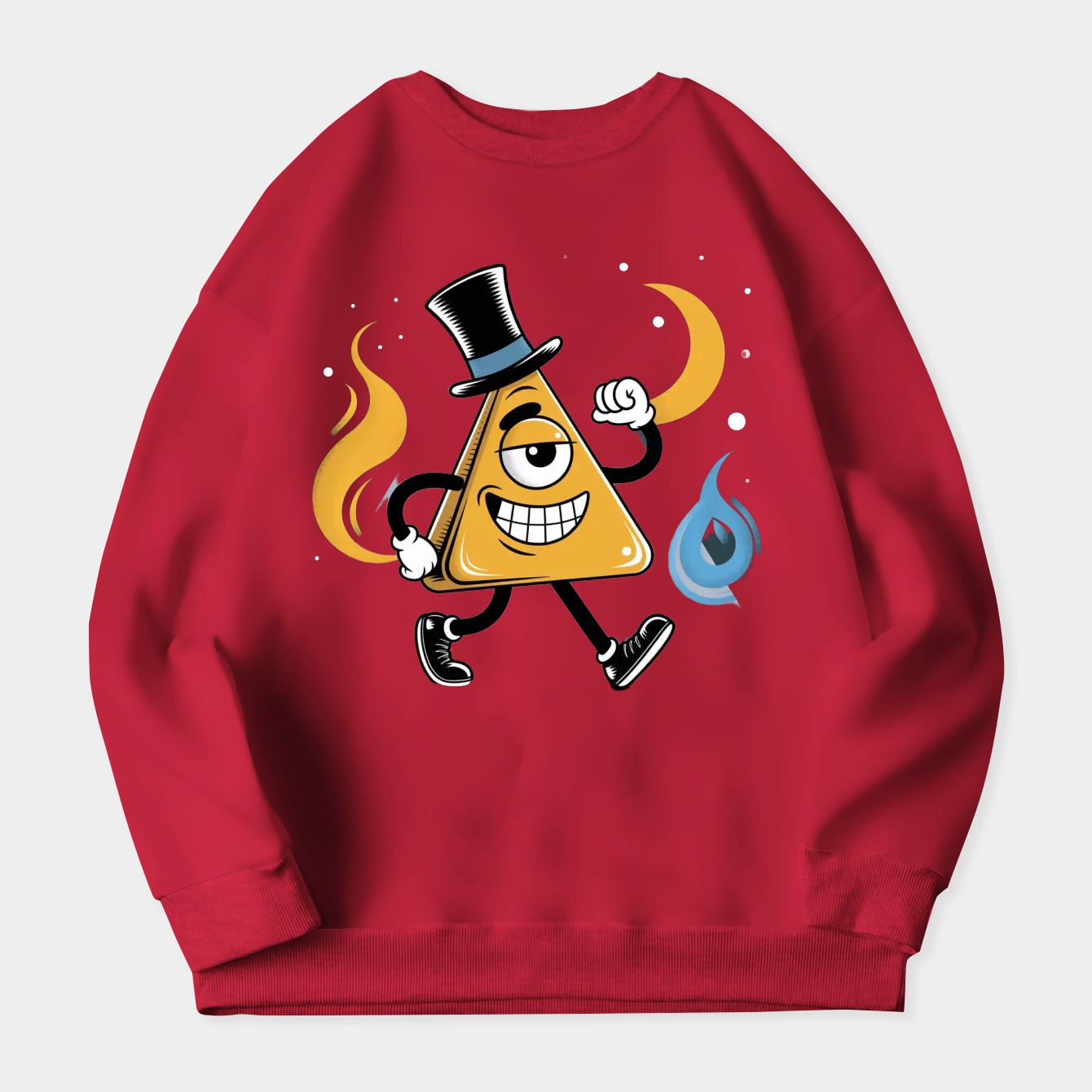 Triangle guy with top hat and moon Women's Crewneck Sweatshirt