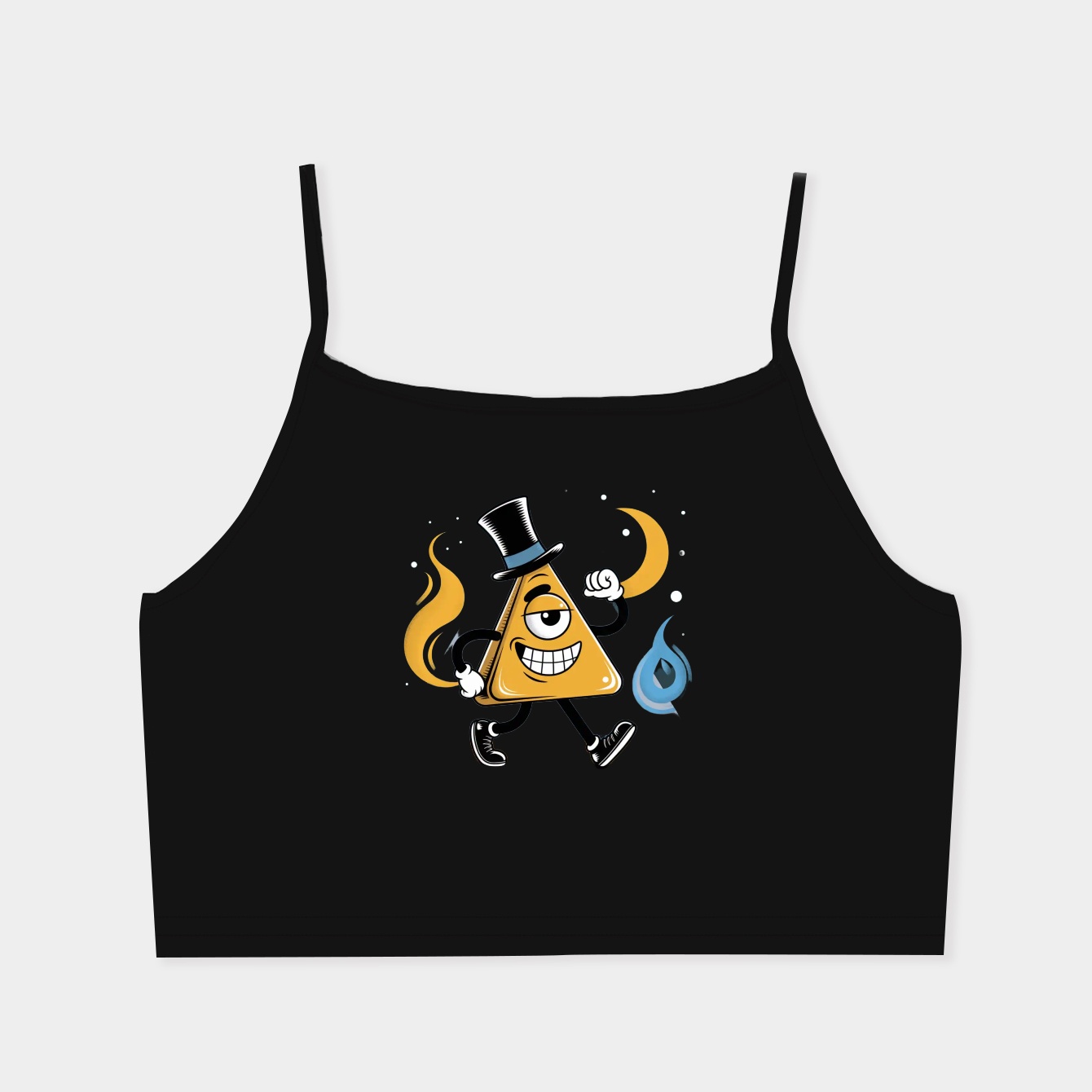 Triangle guy with top hat and moon Women's  Spaghetti Strap Tank Top