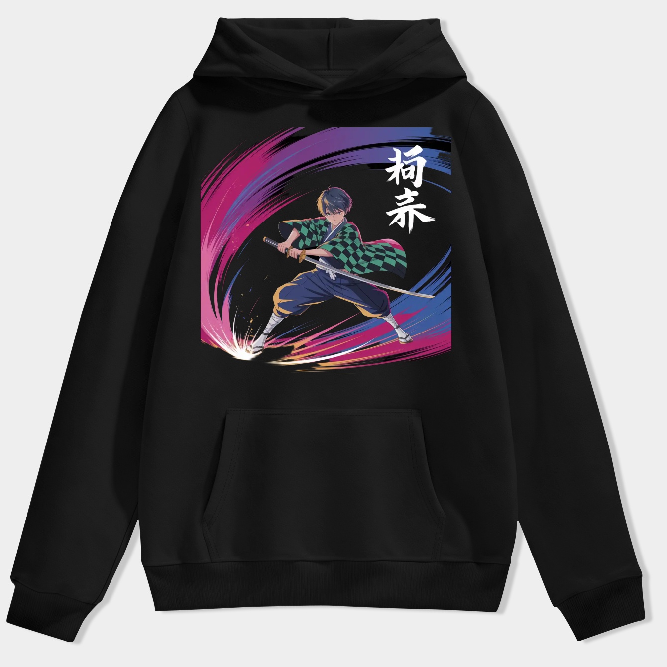 tanjiro vibrant action scene Men's Hoodie