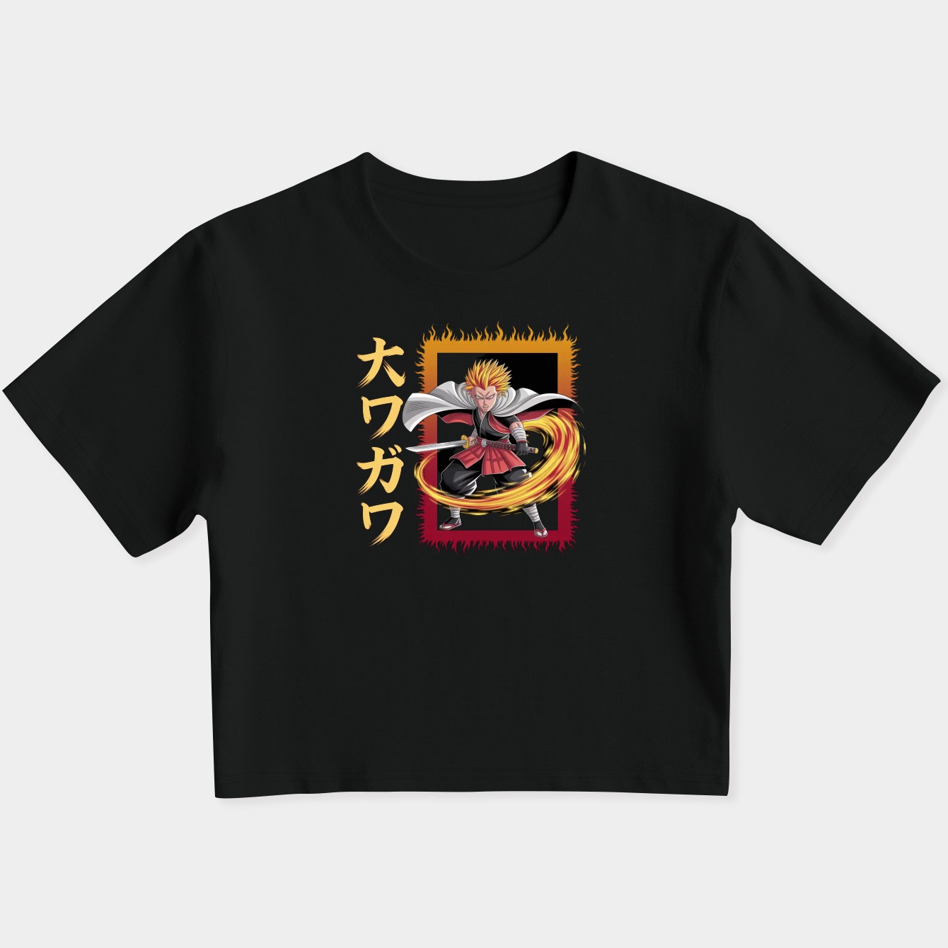 Demon Slayer Flame Pillar Women's Slim Fit Baby Tee