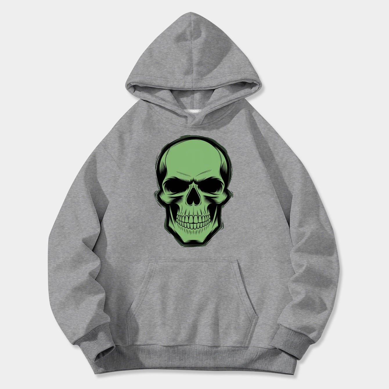 Crimson Ghost Green Solid Skull Women's Plus Size Hoodie