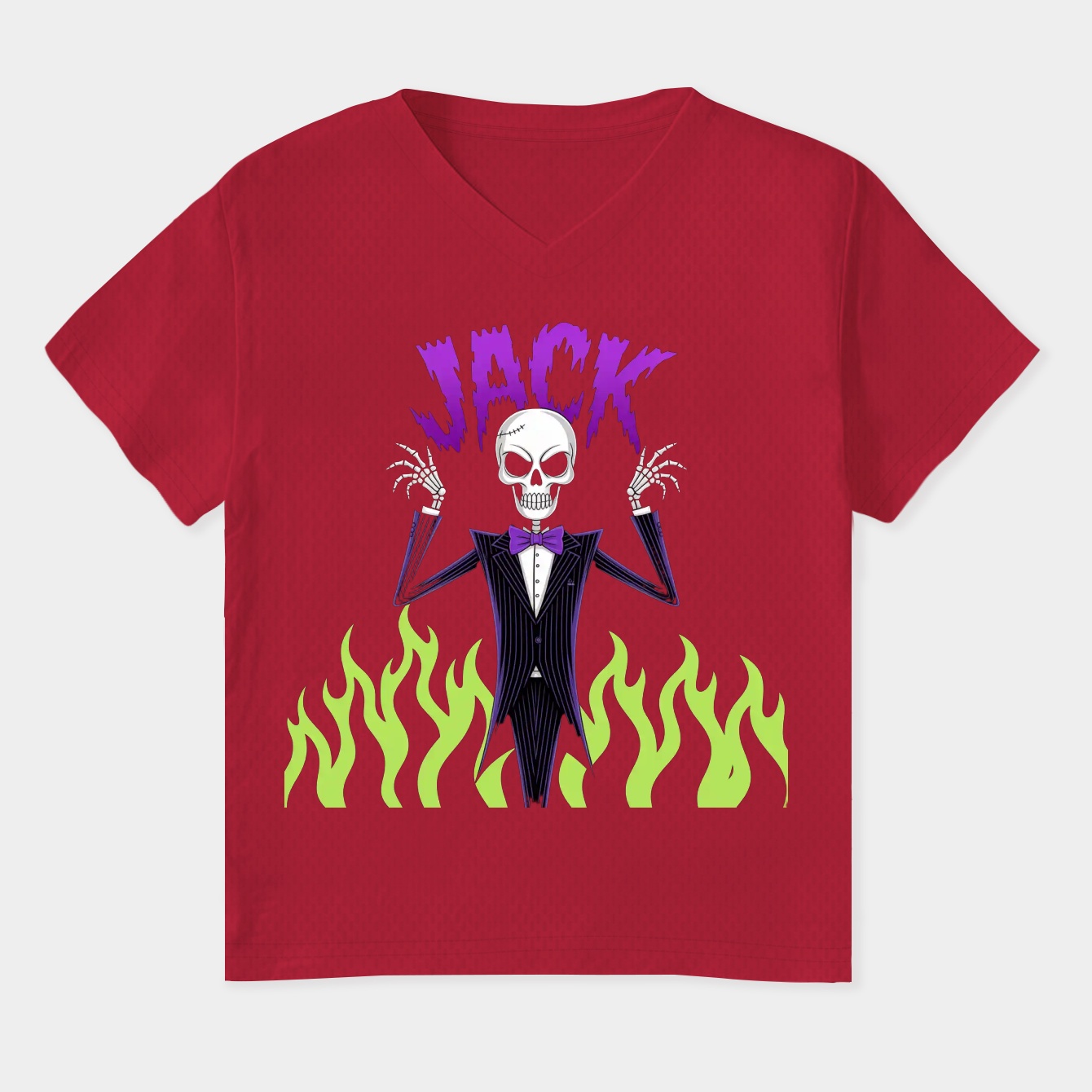 The Nightmare Before Christmas Jack Skellington Flames Women's Plus Size V-Neck T-Shirt