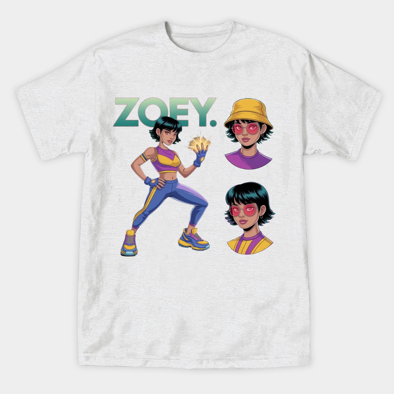 KPop Demon Hunters Zoey Collage Girls Women's Athletic Performance T-Shirt