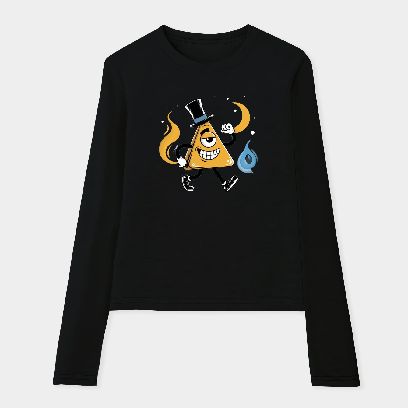 Triangle guy with top hat and moon Women's Soft Long Sleeve T-Shirt