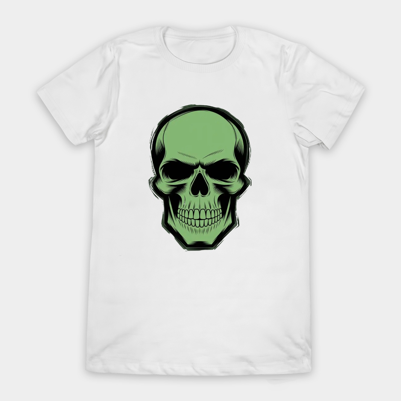 Crimson Ghost Green Solid Skull Women's T-Shirt