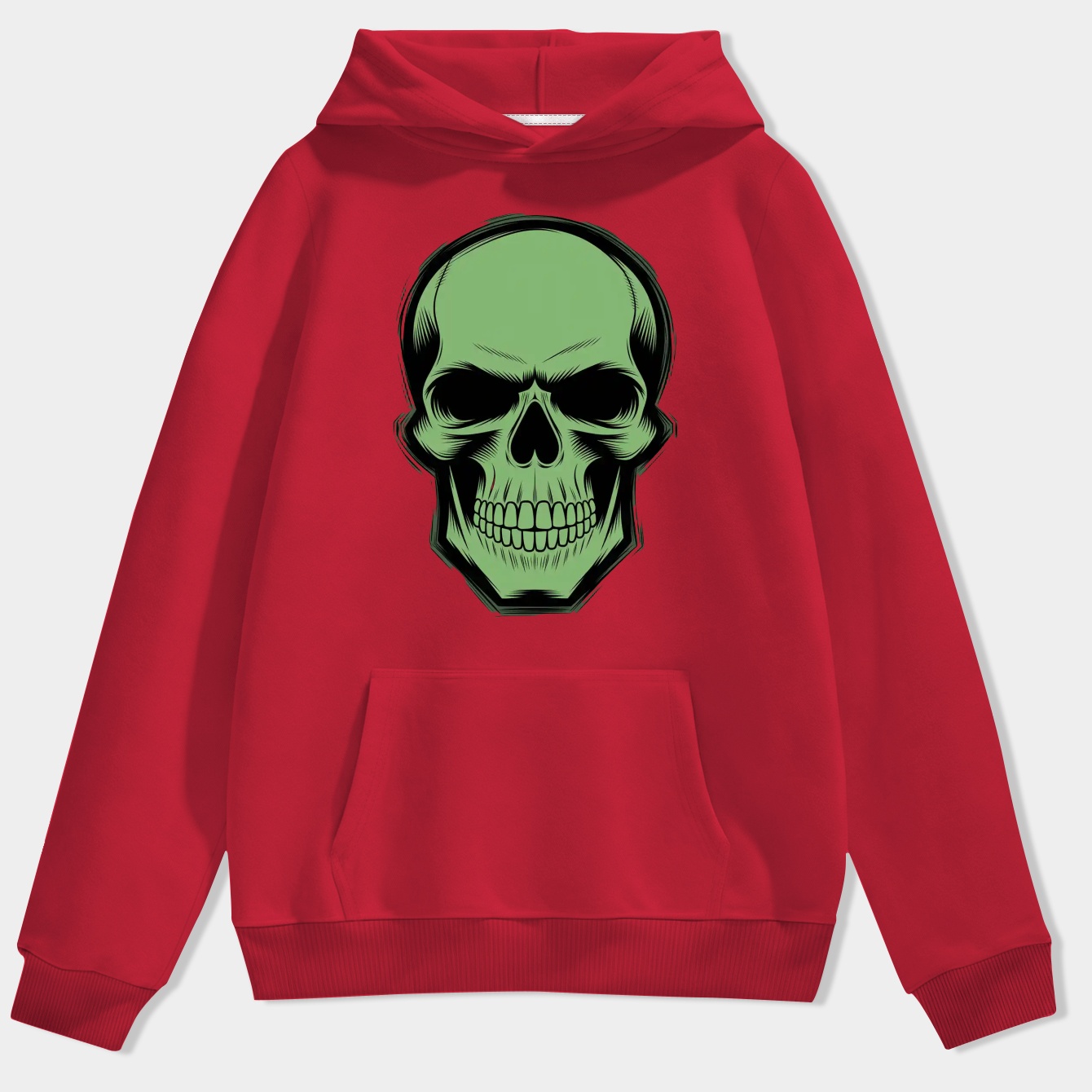 Crimson Ghost Green Solid Skull Men's Hoodie