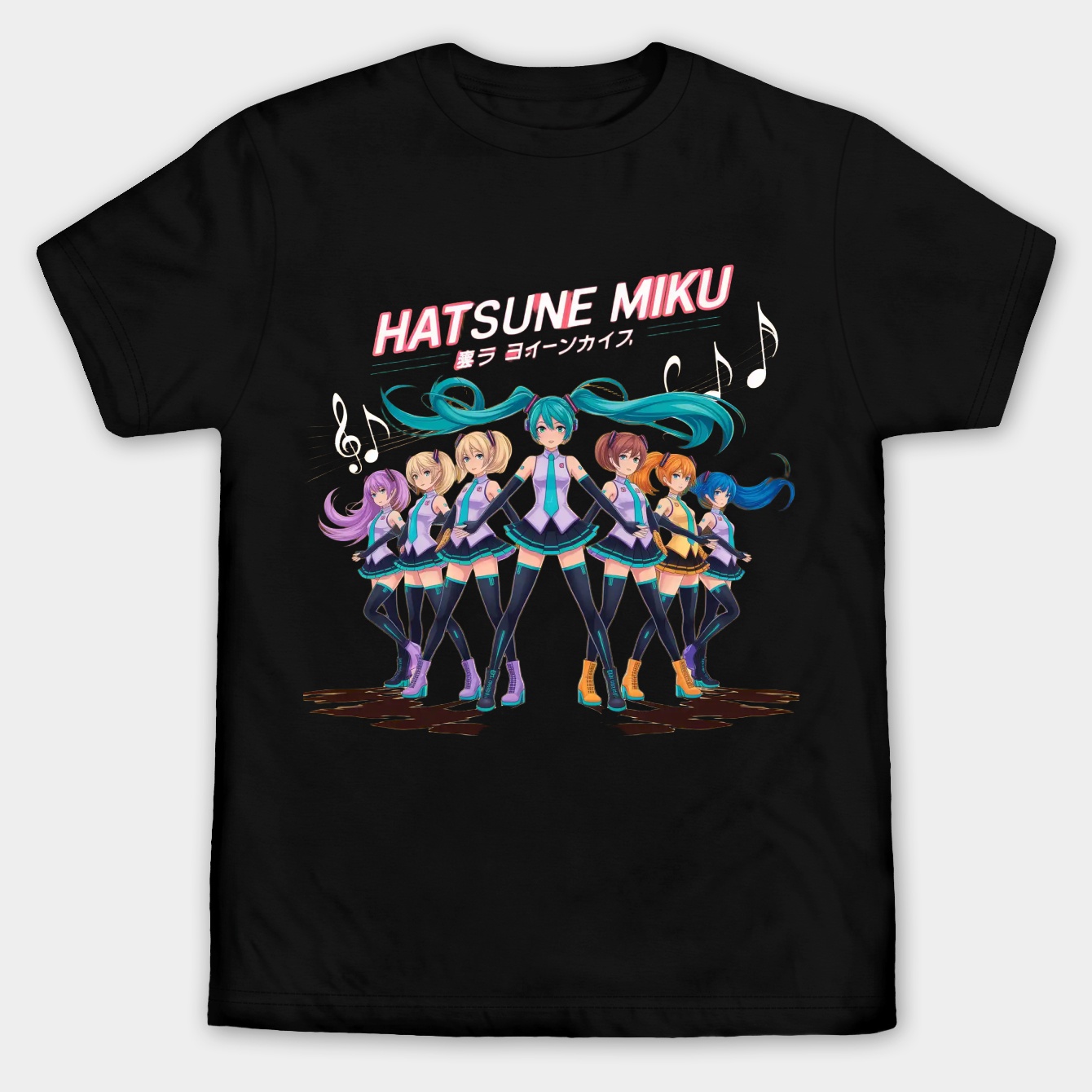 Hatsune Miku Virtual Singer Tour Dark Wash Men's Big & Tall T-shirt