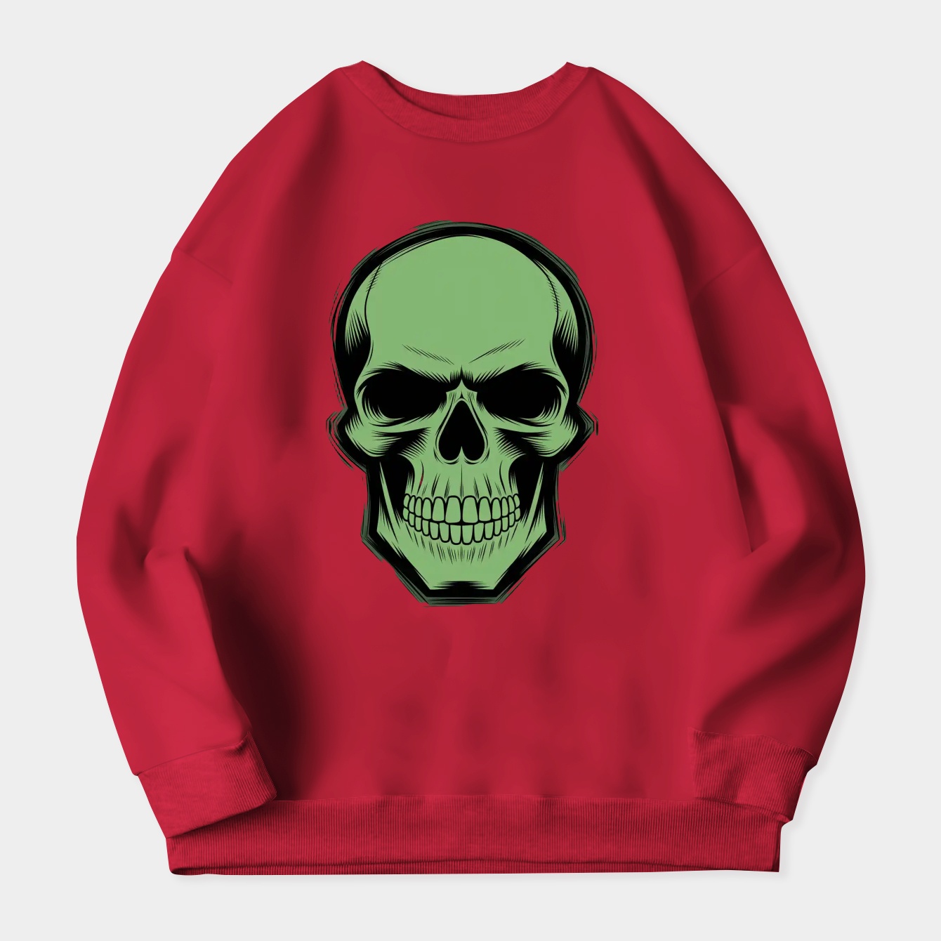 Crimson Ghost Green Solid Skull Women's Plus Size Sweatshirt