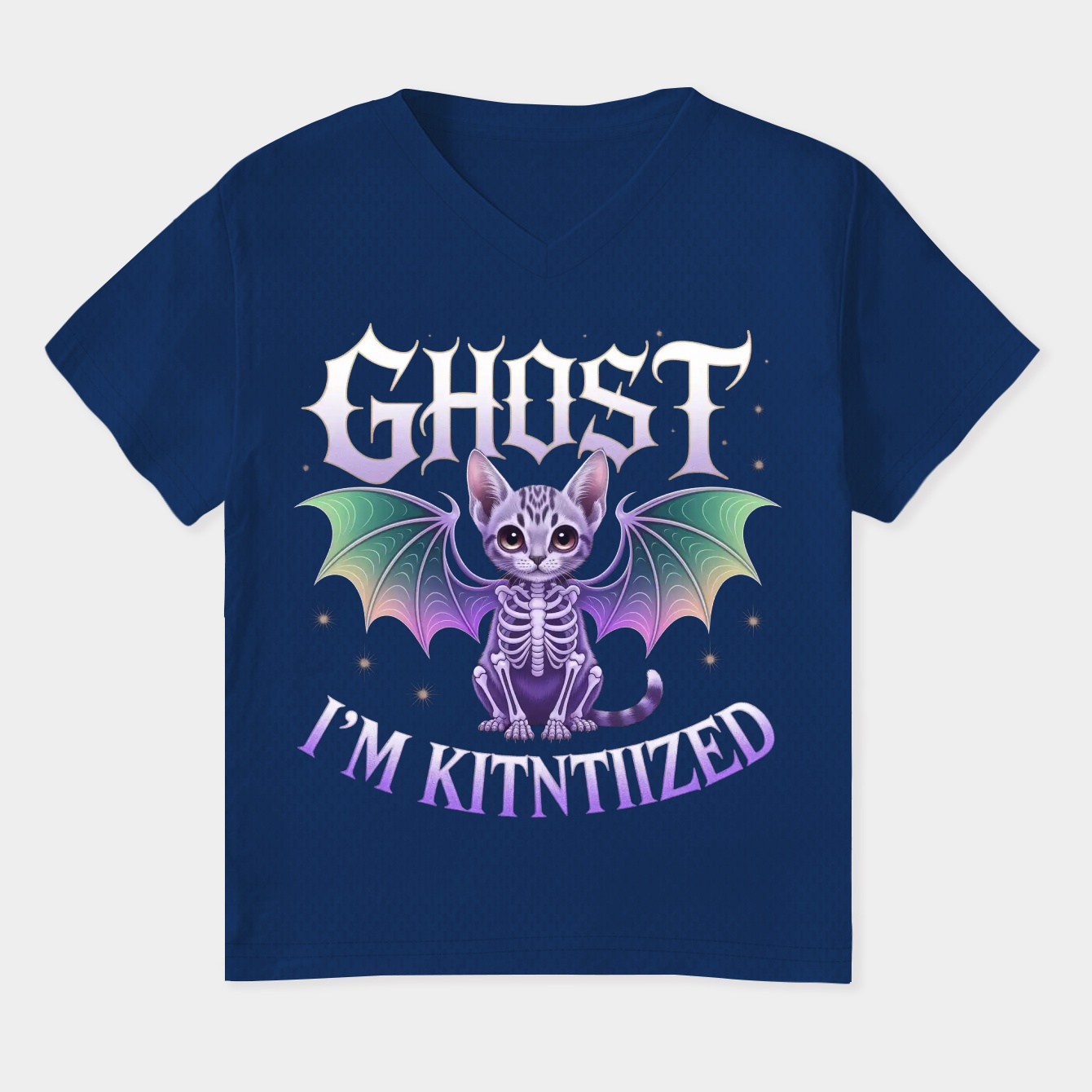 Ghost Kittenized Skeleta Women's Plus Size V-Neck T-Shirt