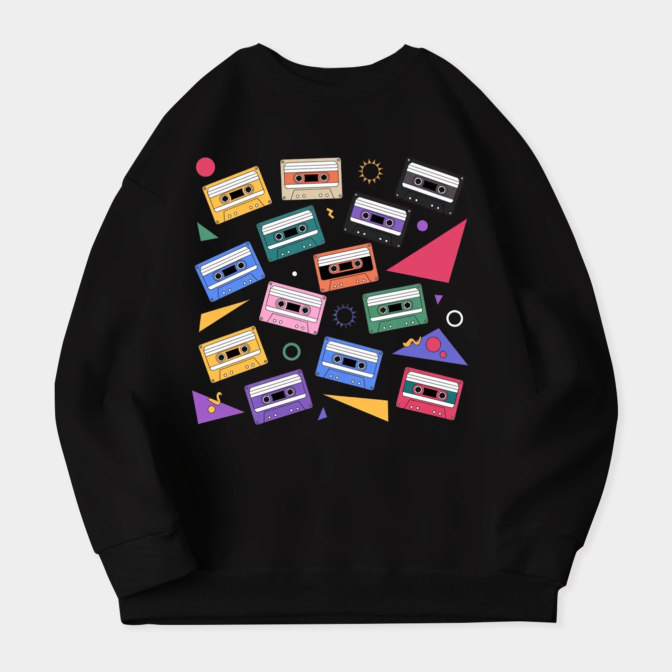 80's cassette tape pattern Women's Plus Size Sweatshirt