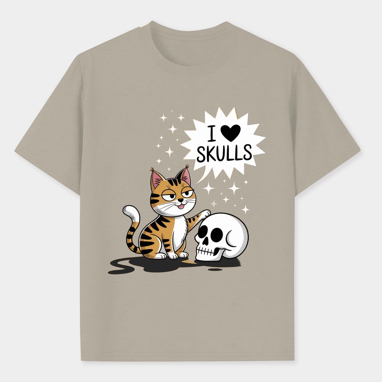 I Love Skulls Cat Asphalt Grey