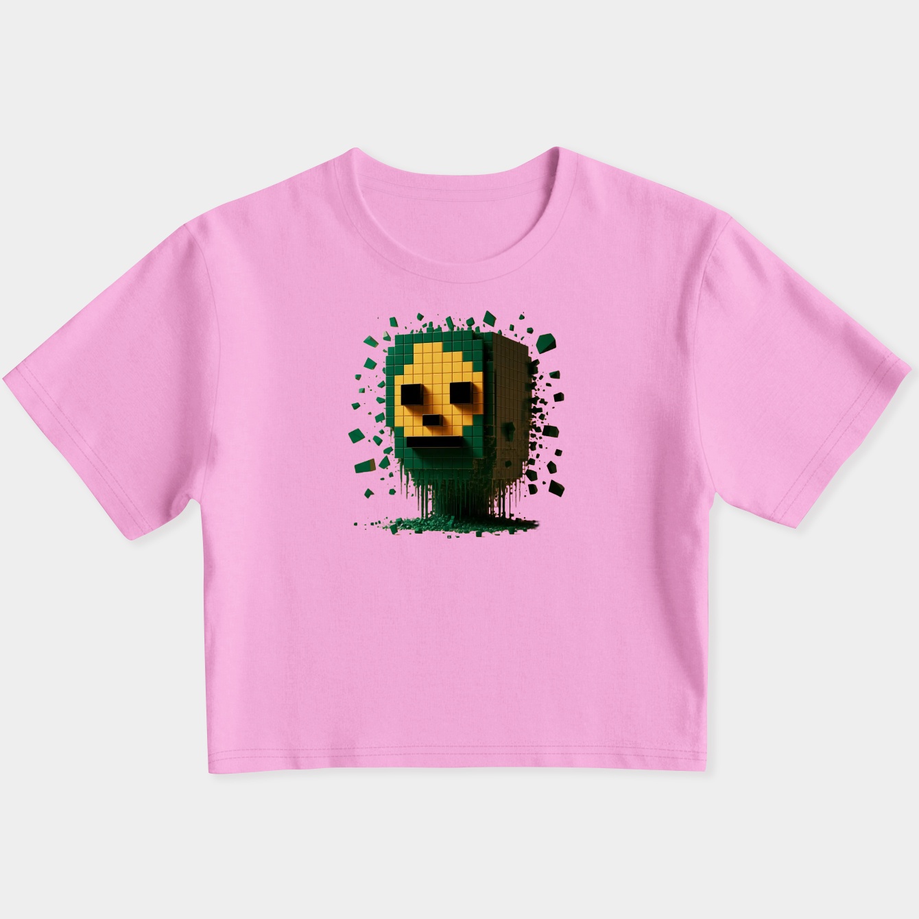 Creeper Pixelated Green Face Women's Slim Fit Baby Tee
